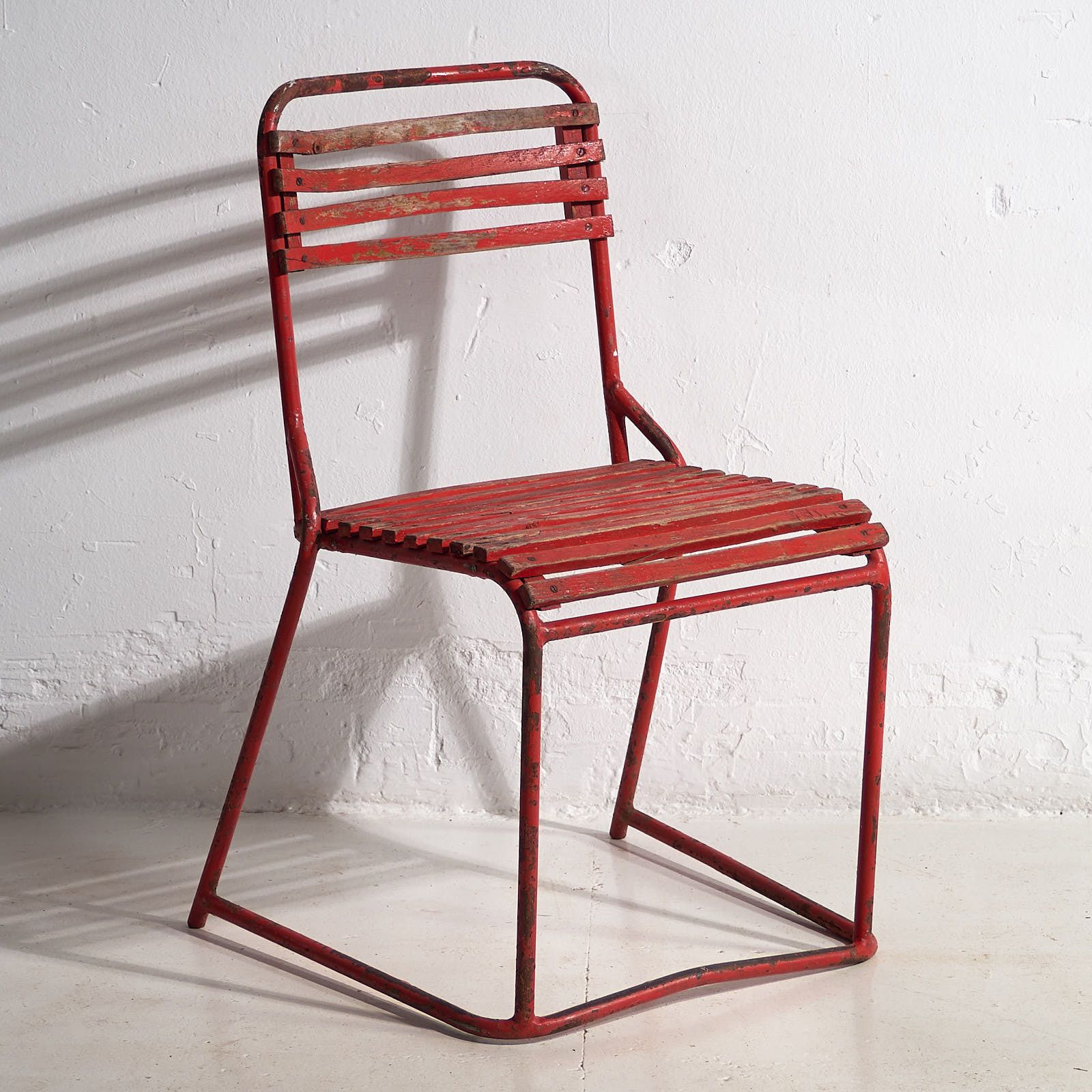Antique Red Garden Chairs (C.1920). Set Of 4 Pieces photo vintage