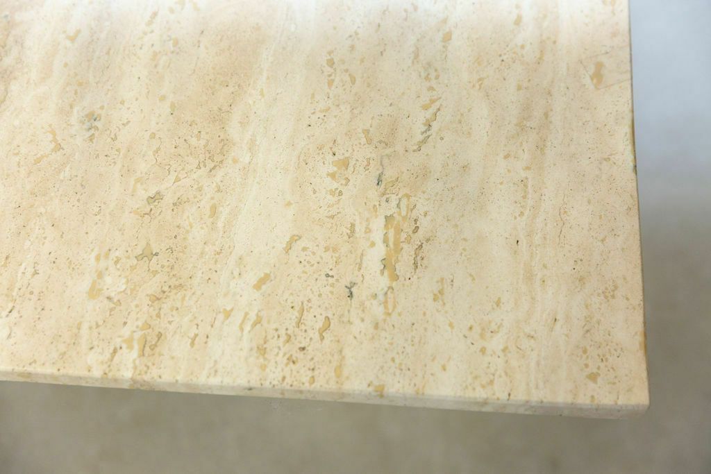 Travertine Large Solid Square Stone Coffee Table End Table photo vinterior