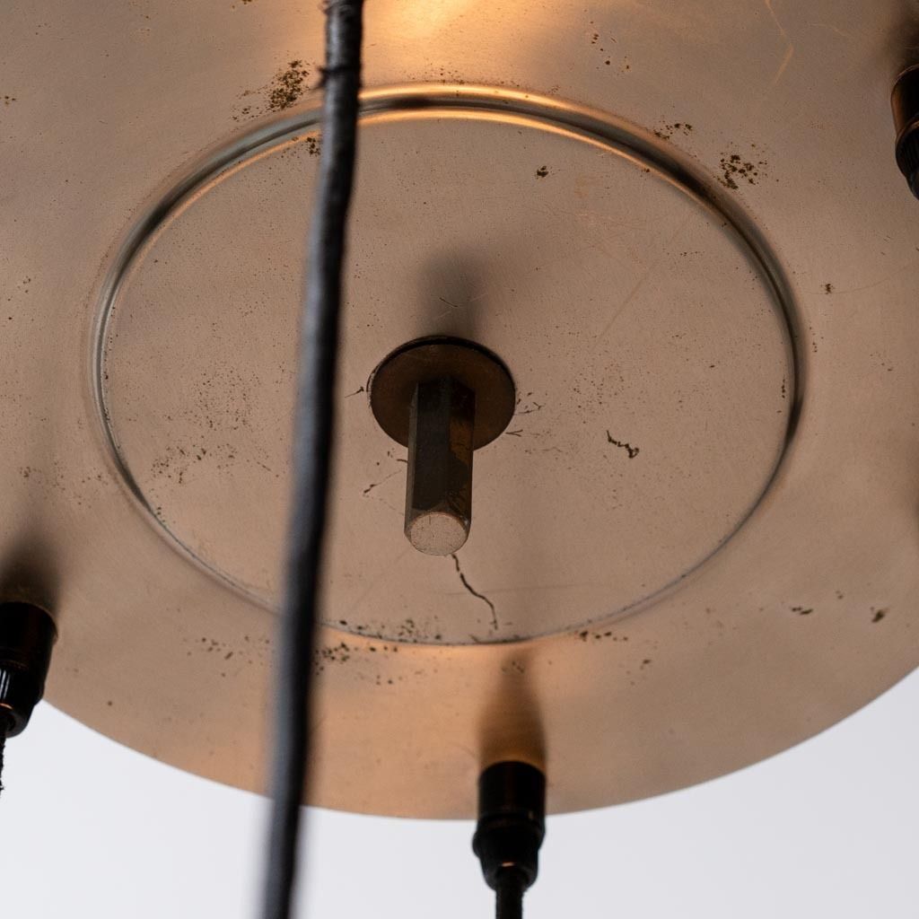 photo furniture Chandelier 6 Lights Glass Metal 70s Vintage Modern Antiques