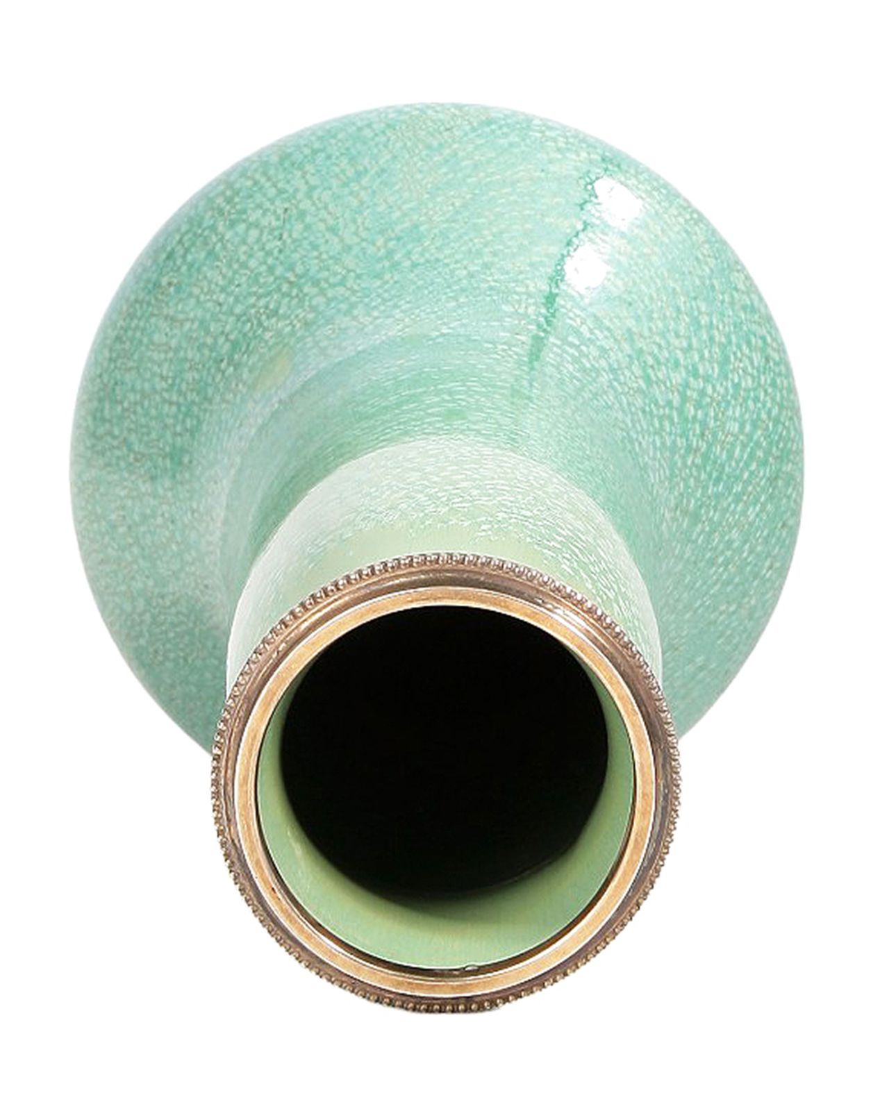 20th Century Art Nouveau Green Ceramic Vase With Silver Rim/Collar, Austria photo 1175.0