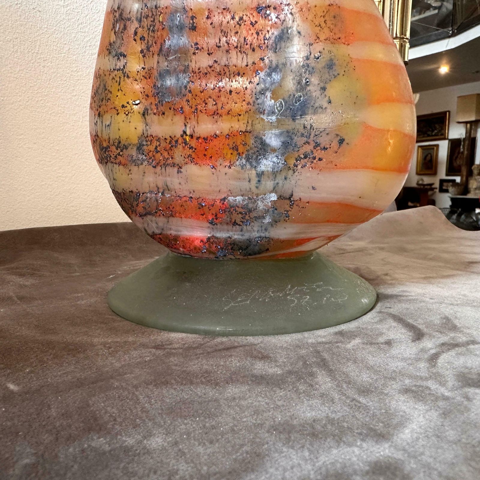 photo for sale 1980s Art Nouveau Style Murano Glass Amphora Vase