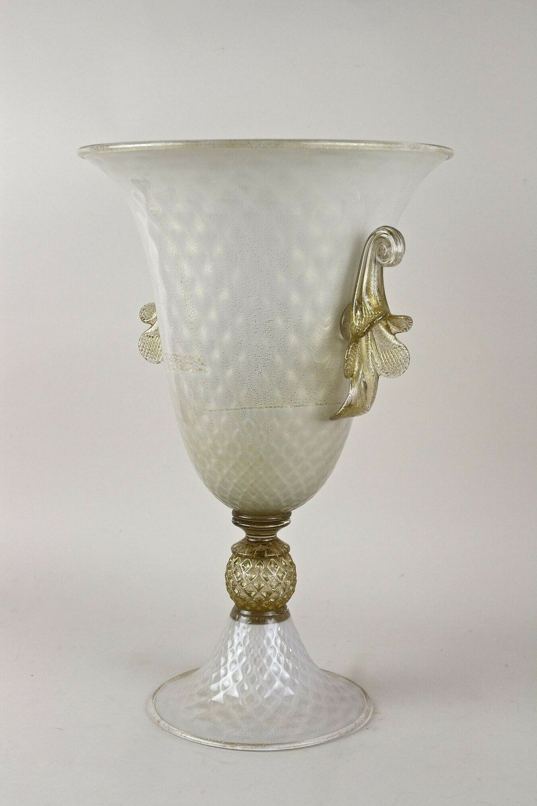 Beige/ Golden Murano Glass Urn Vase With 24 K Gold Flakes By Gabbiani, Italy photo Home Decor