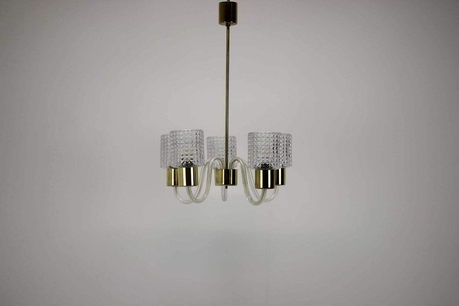 Art Deco Glazen Kroonluchter Van Kamenicky Senov, Ca. Jaren 1960, Tsjecho Slowakije photo Verlichting