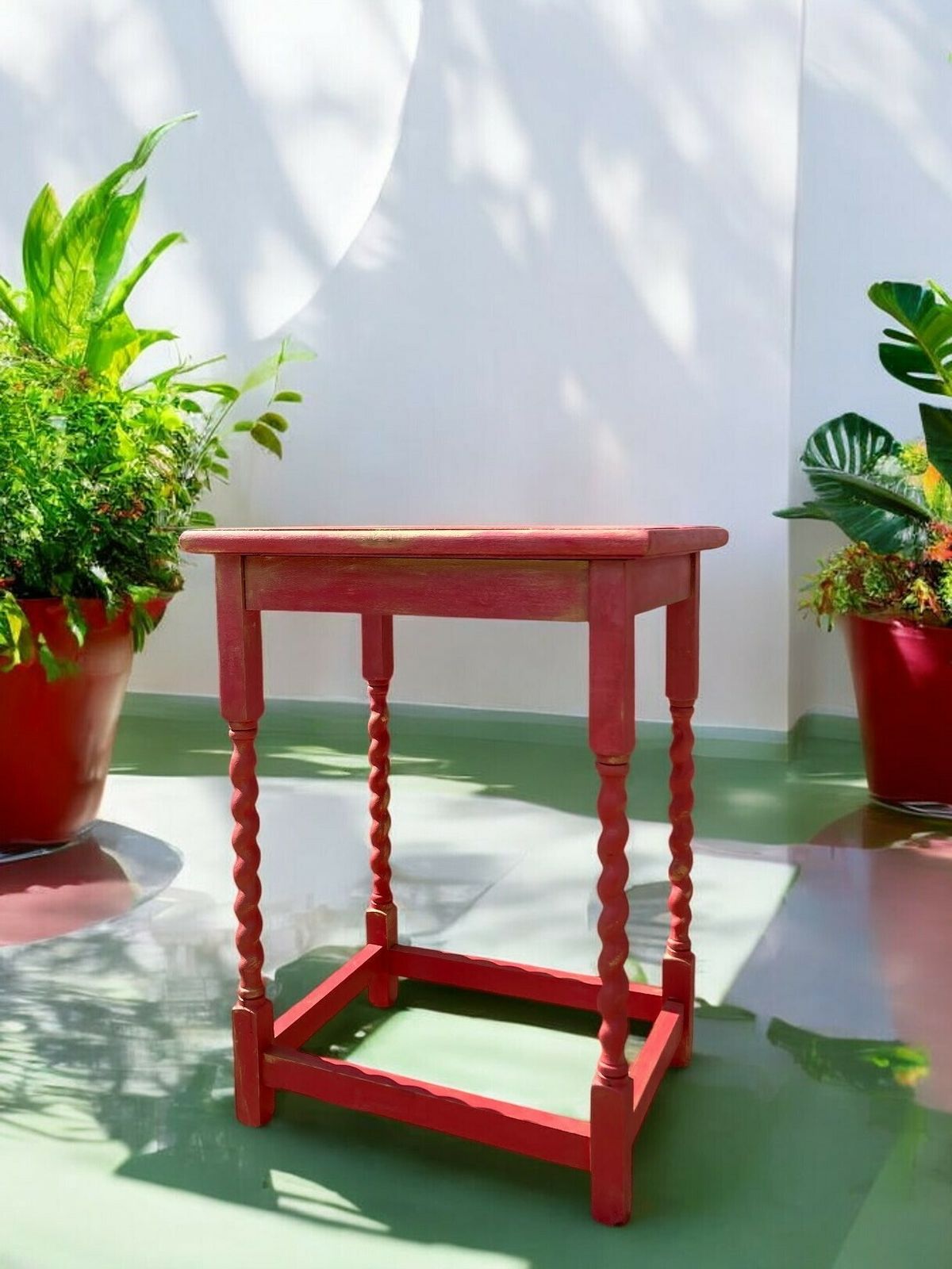 Furniture Upcycled Barley Leg Side Table In Hot Ombre Pink photo