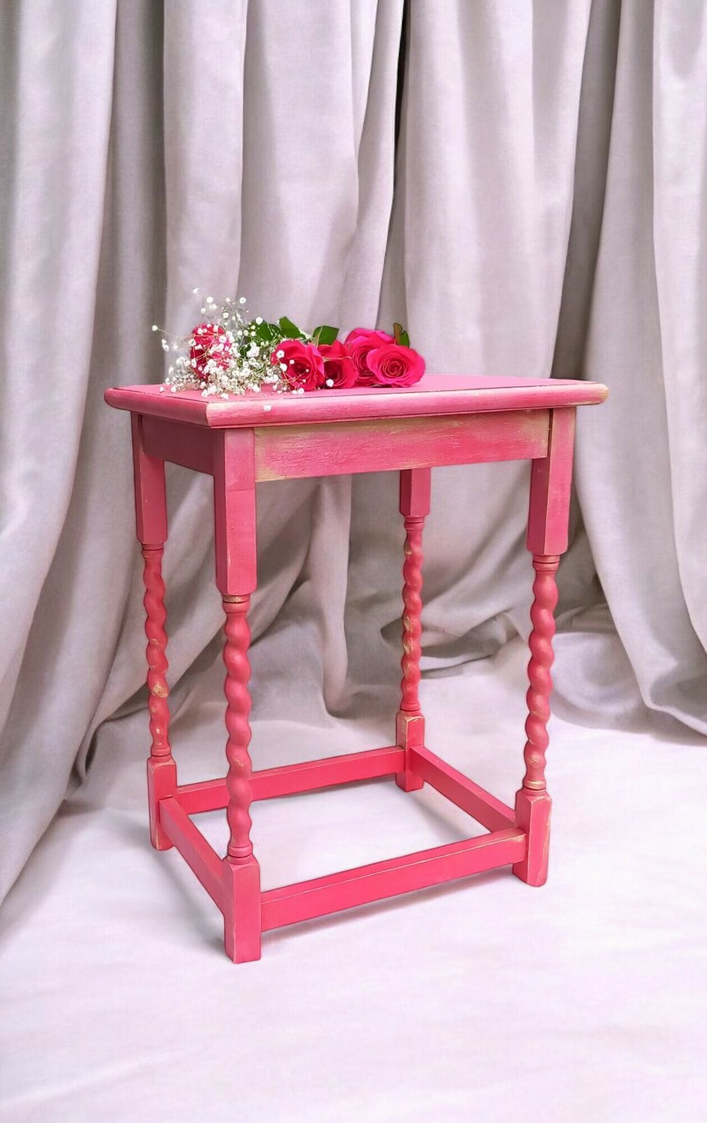 photo buy Upcycled Barley Leg Side Table In Hot Ombre Pink