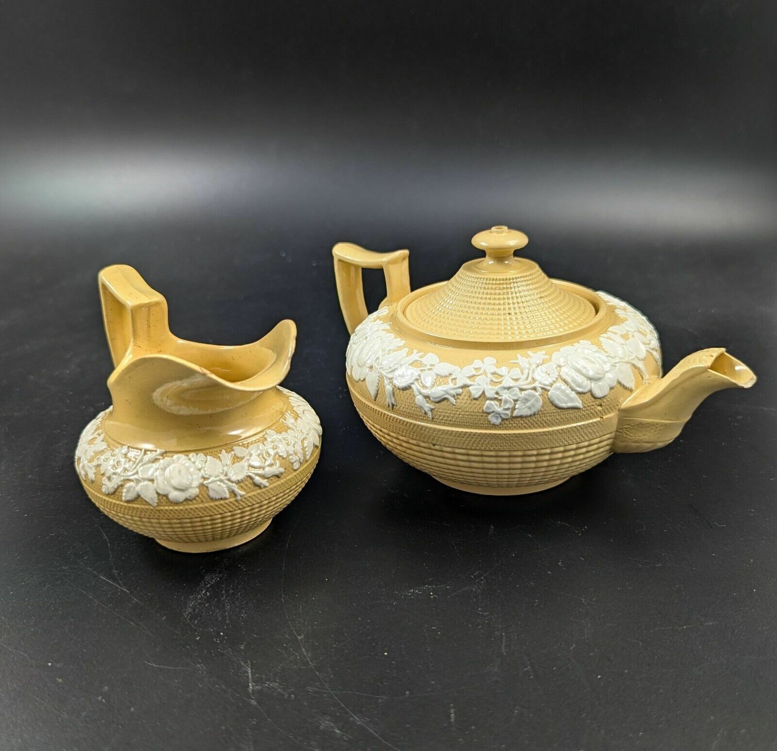 Antique Teapot And Creamer, W. Hackwood Style, Wedgwood, C. 1823 photo 400.0