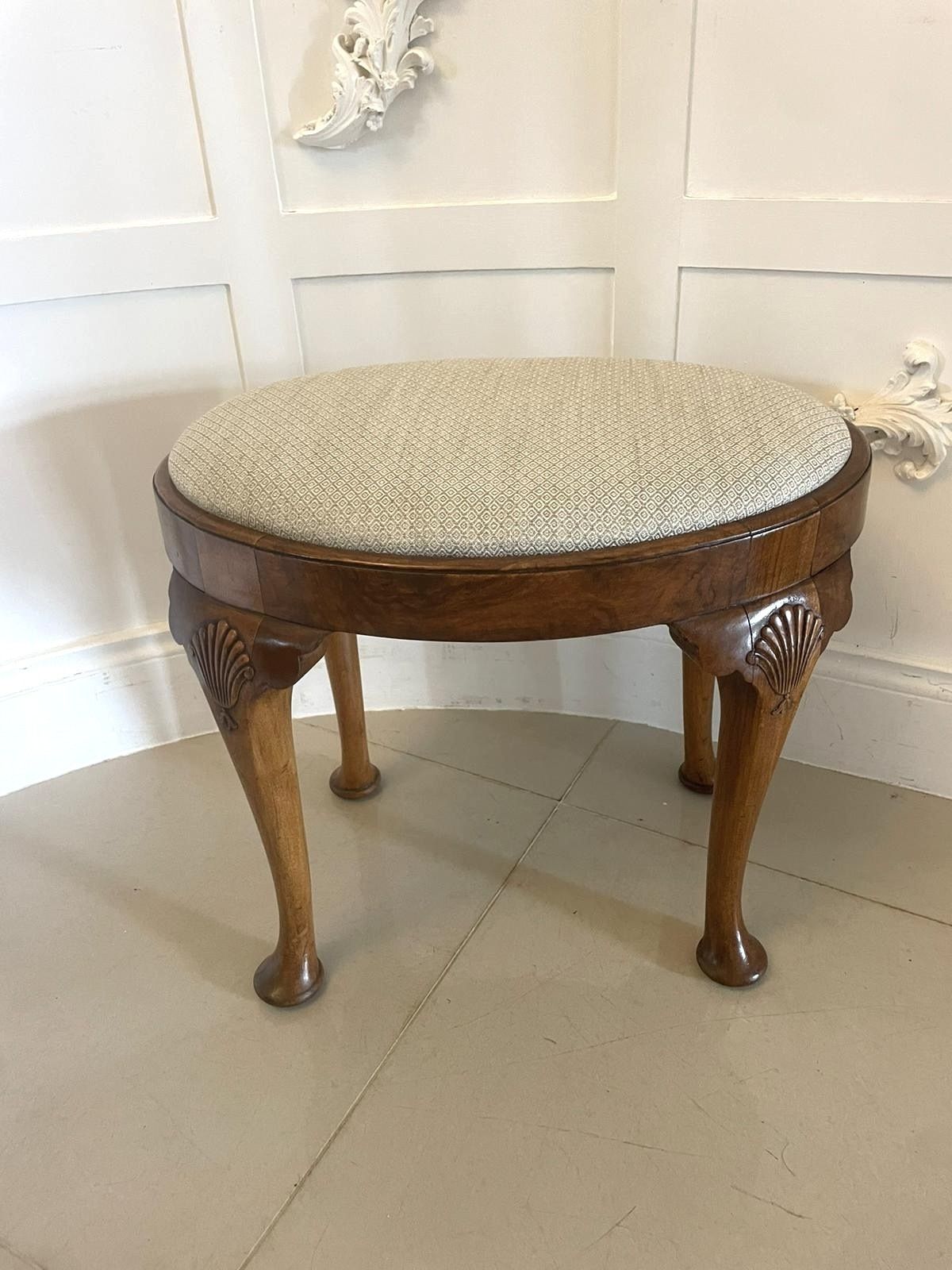 Antique Quality Early 20th Century Walnut Oval Stool
