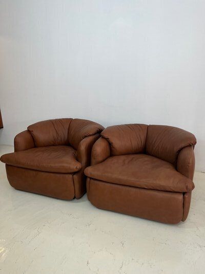 Confidential Armchair Attributed To Alberto Rosselli For Saporiti, Italy, 1970s, Set Of 2