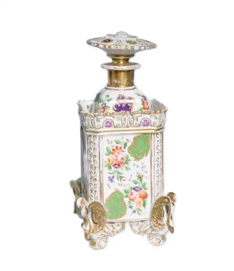 Perfume Bottle Made Of French Polychrome And Gilded Porcelain. Jacob Petit 19th Century photo furniture