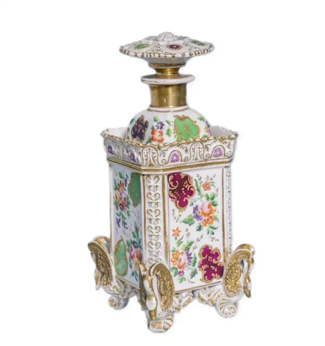 Perfume Bottle Made Of French Polychrome And Gilded Porcelain. Jacob Petit 19th Century photo Home Decor