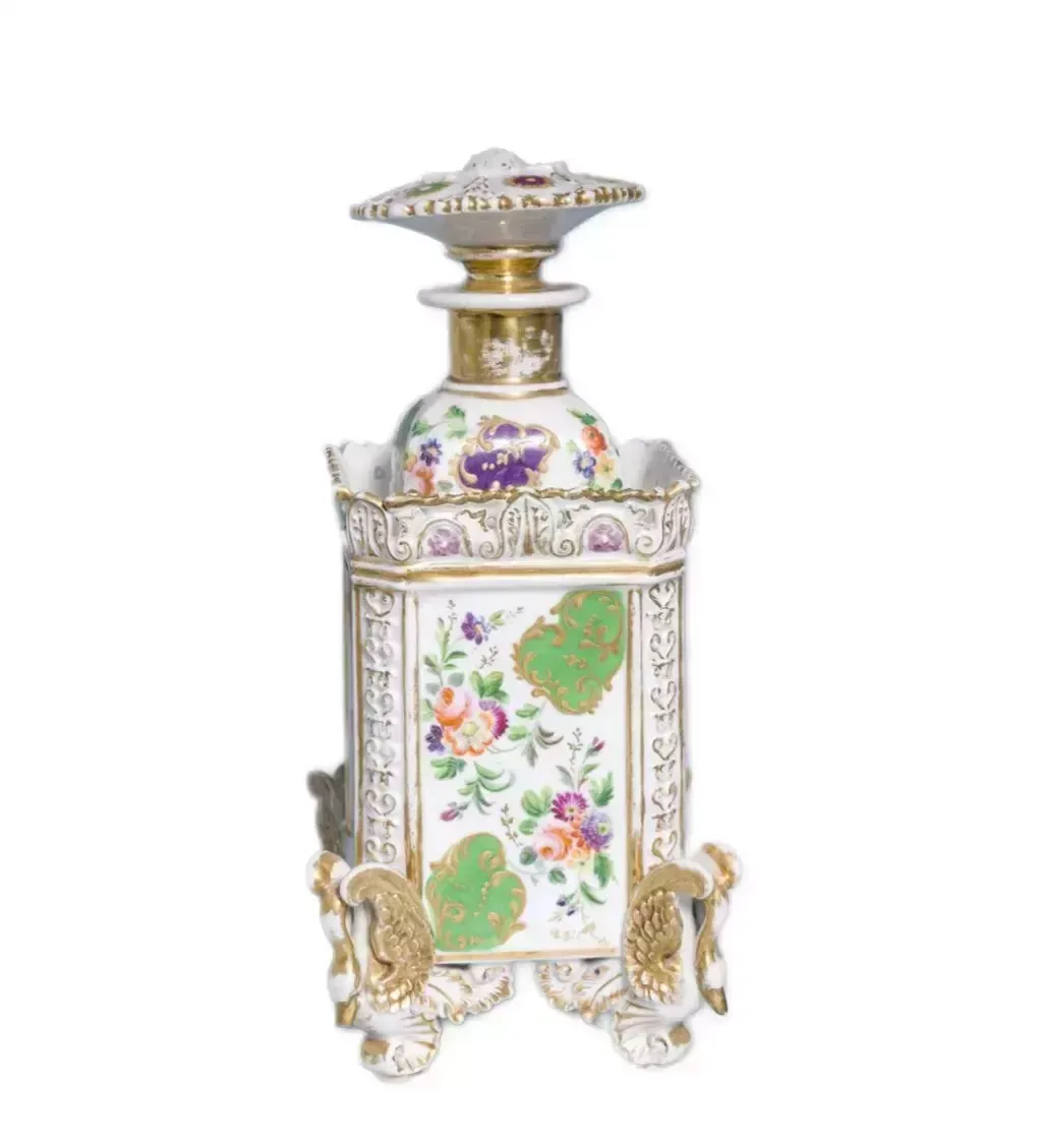 Perfume Bottle Made Of French Polychrome And Gilded Porcelain. Jacob Petit 19th Century photo vinterior