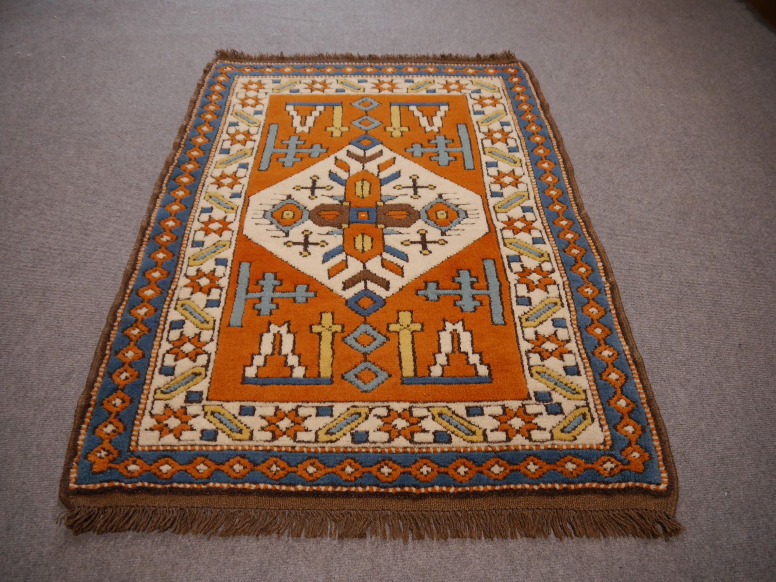 13392 Kazak Kars Vintage Turkish Rug 4 X 2.8 Ft / 122 X 85 Cm photo for sale