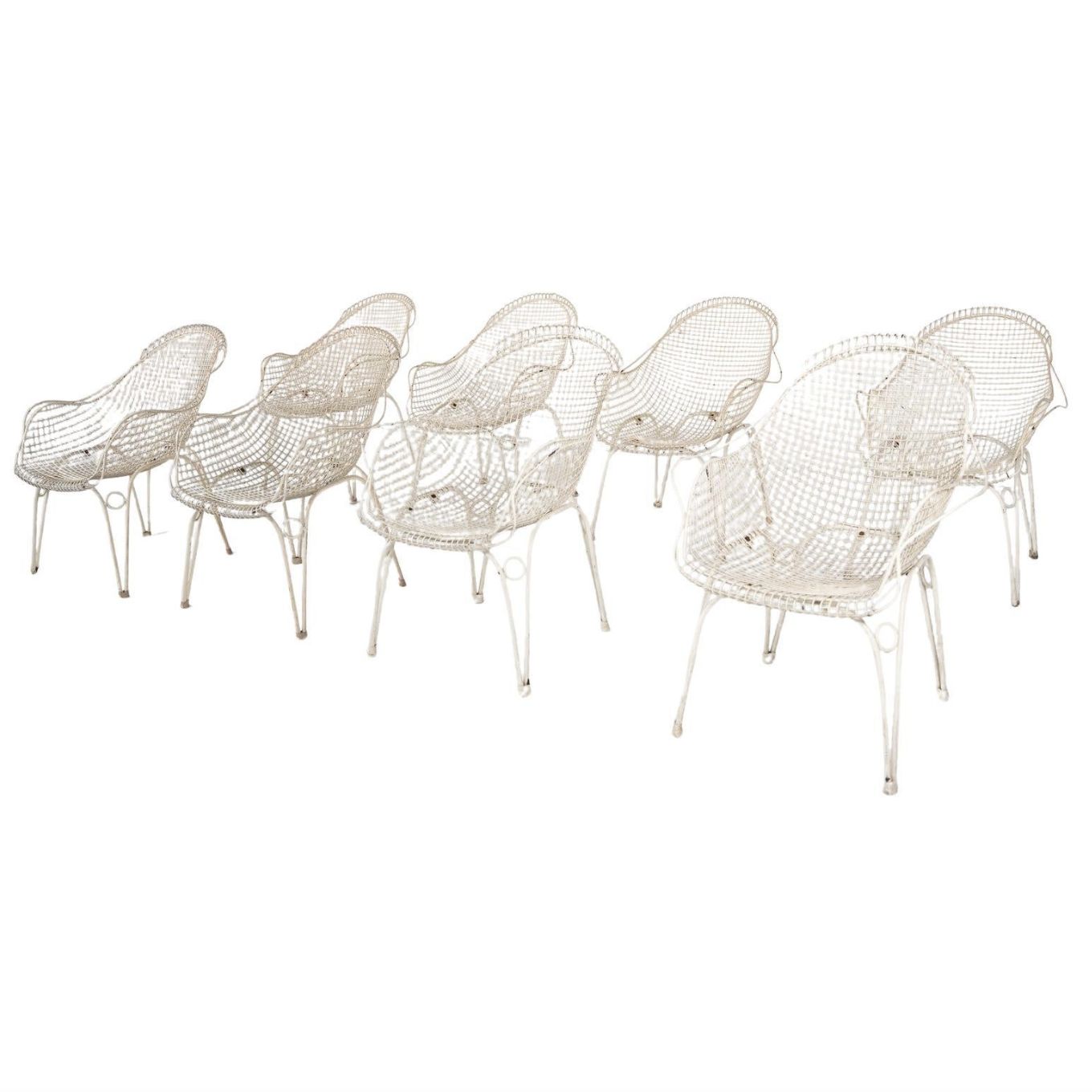 Mid Century Modern Set Of 8 Garden Chairs, Italy, 1950s