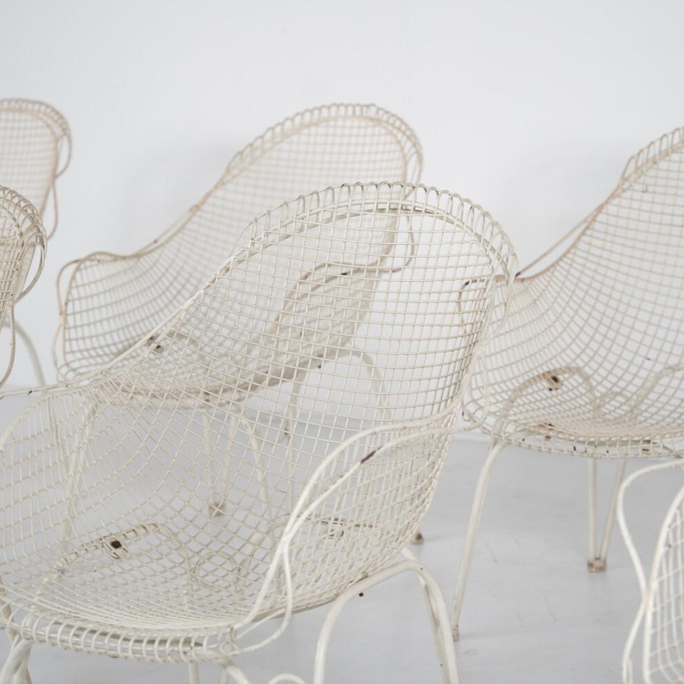 Mid Century Modern Set Of 8 Garden Chairs, Italy, 1950s photo for sale