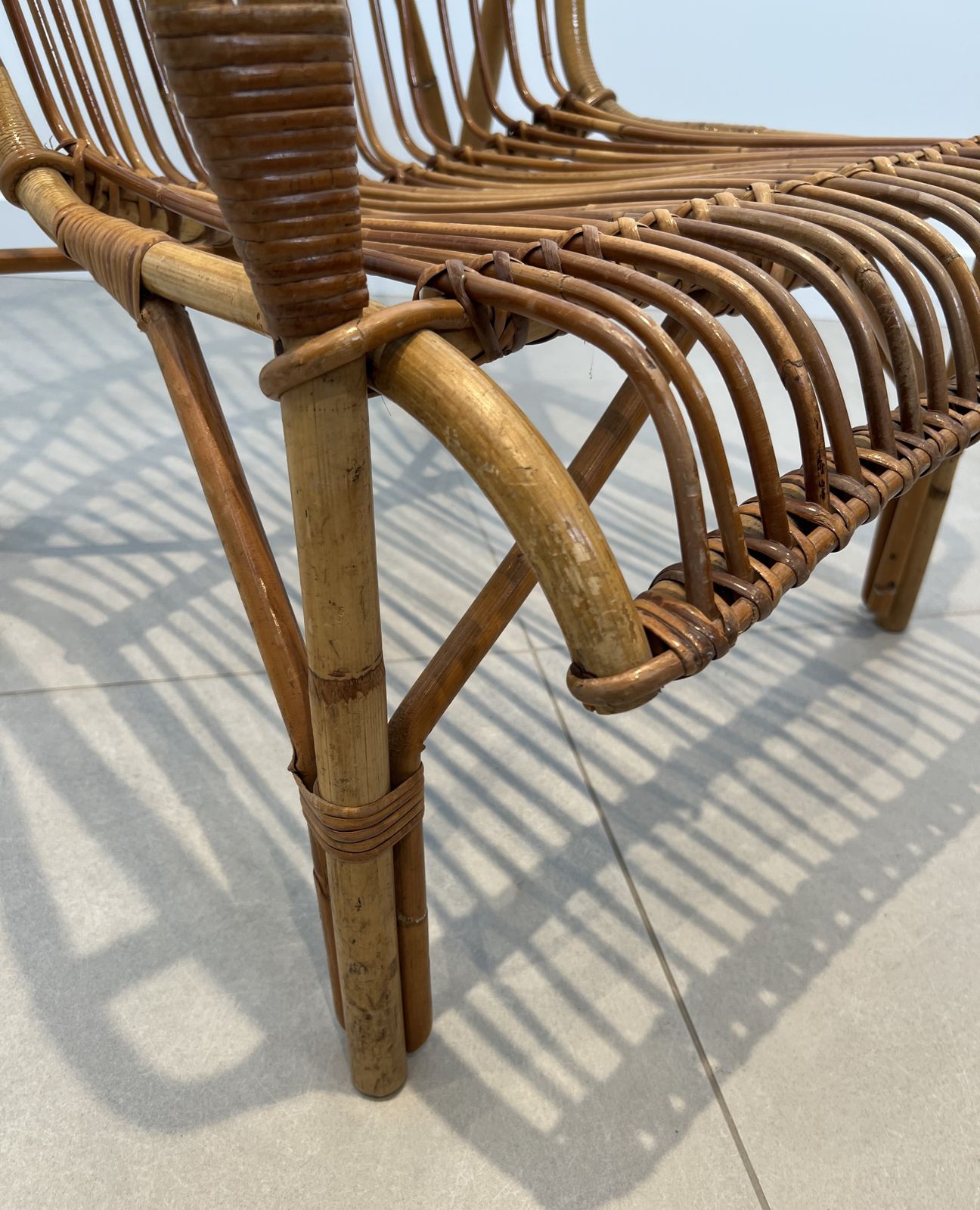 photo furniture Pair Of High Designer Rattan Armchairs