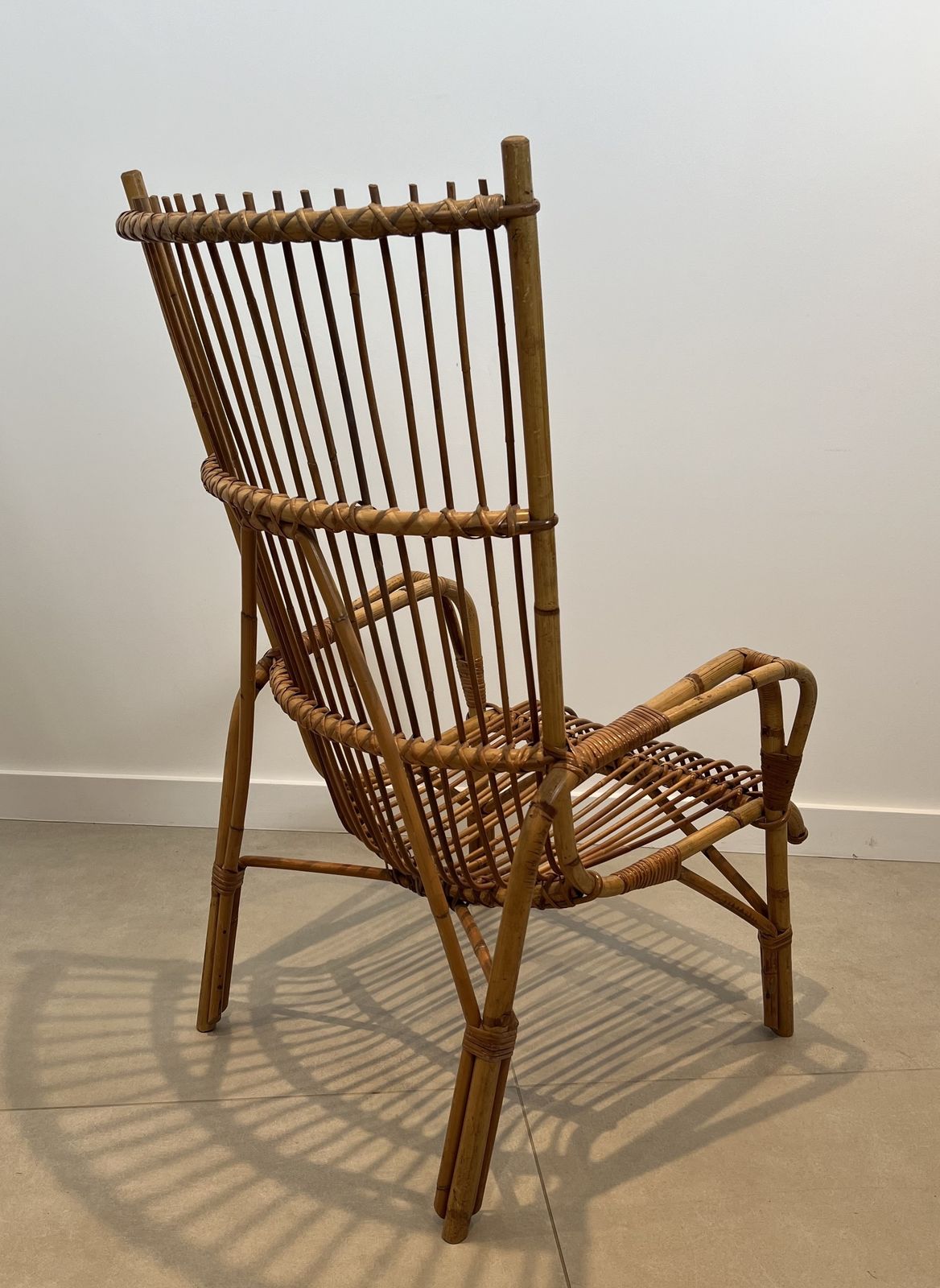 Furniture Pair Of High Designer Rattan Armchairs photo