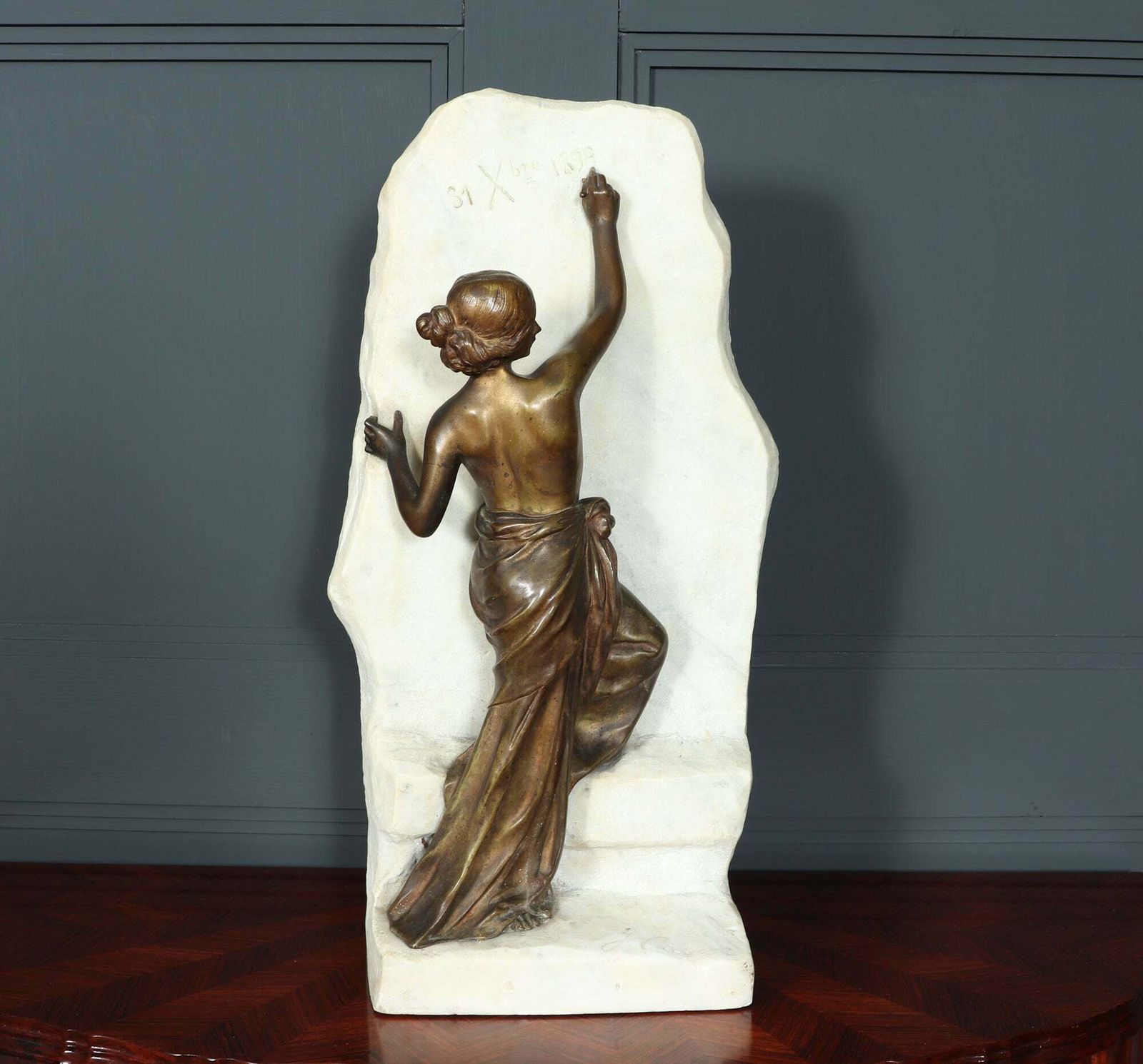 photo for sale Art Nouveau Bronze Woman Writing By Julien Causse