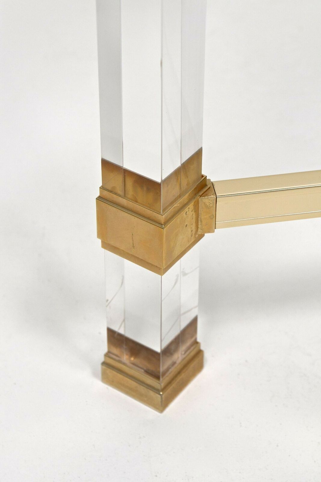 photo for sale Mid Century Modern Lucite/ Brass Coffee Table By Pierre Vandel, Fr Ca. 1970