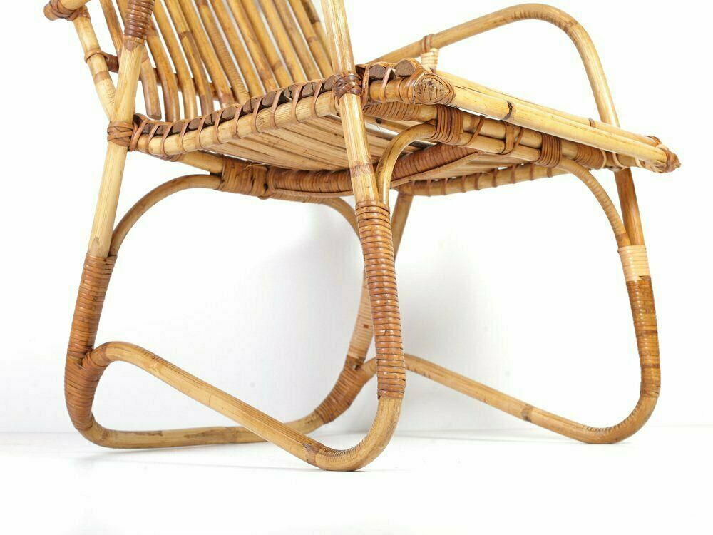 Mid Century Rattan Lounge Chair, 1950s photo for sale
