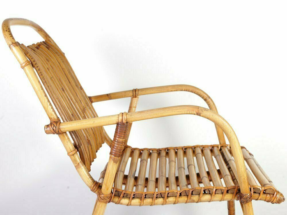 photo for sale Mid Century Rattan Lounge Chair, 1950s