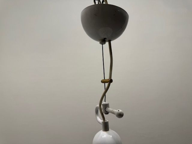 990.0 Large Black And White Murano Glass Hat Light Pendant 1970’s photo