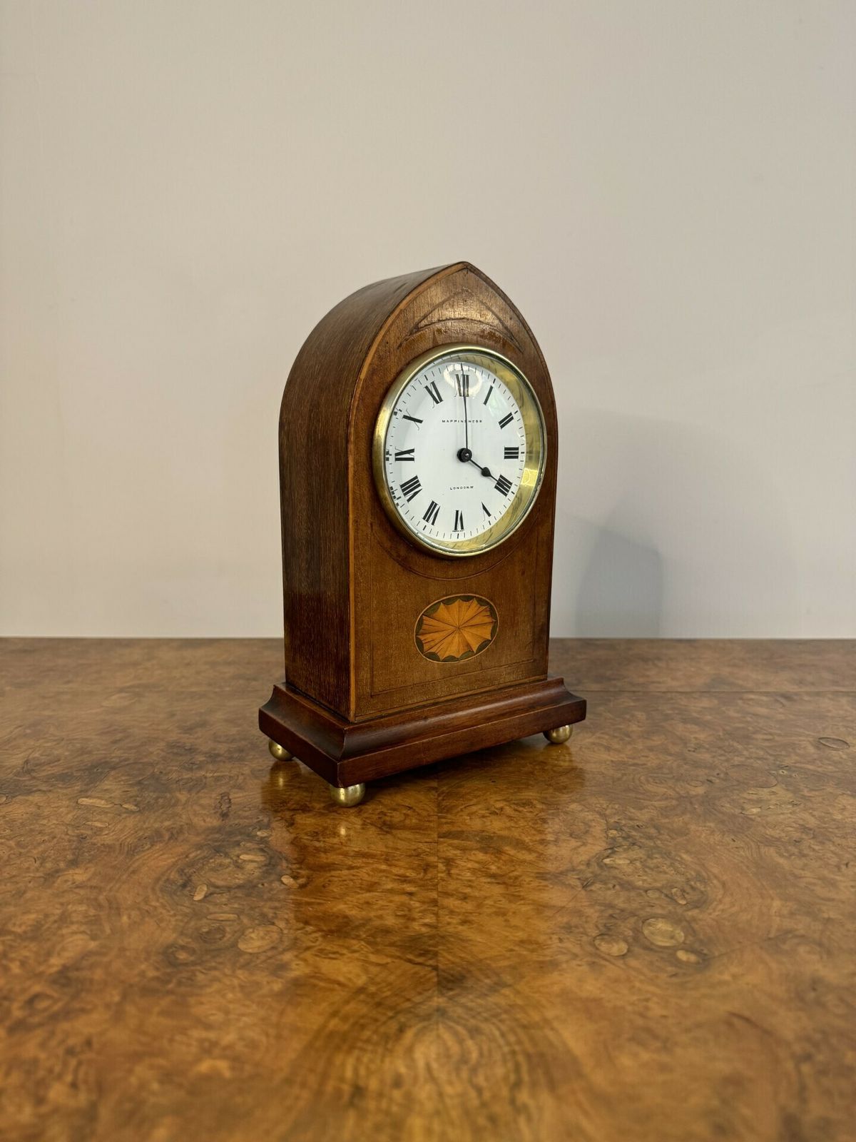 Lovely Antique Quality Mahogany Inlaid Satinwood Mantle Clock By Mappin & Webb London photo Home Decor