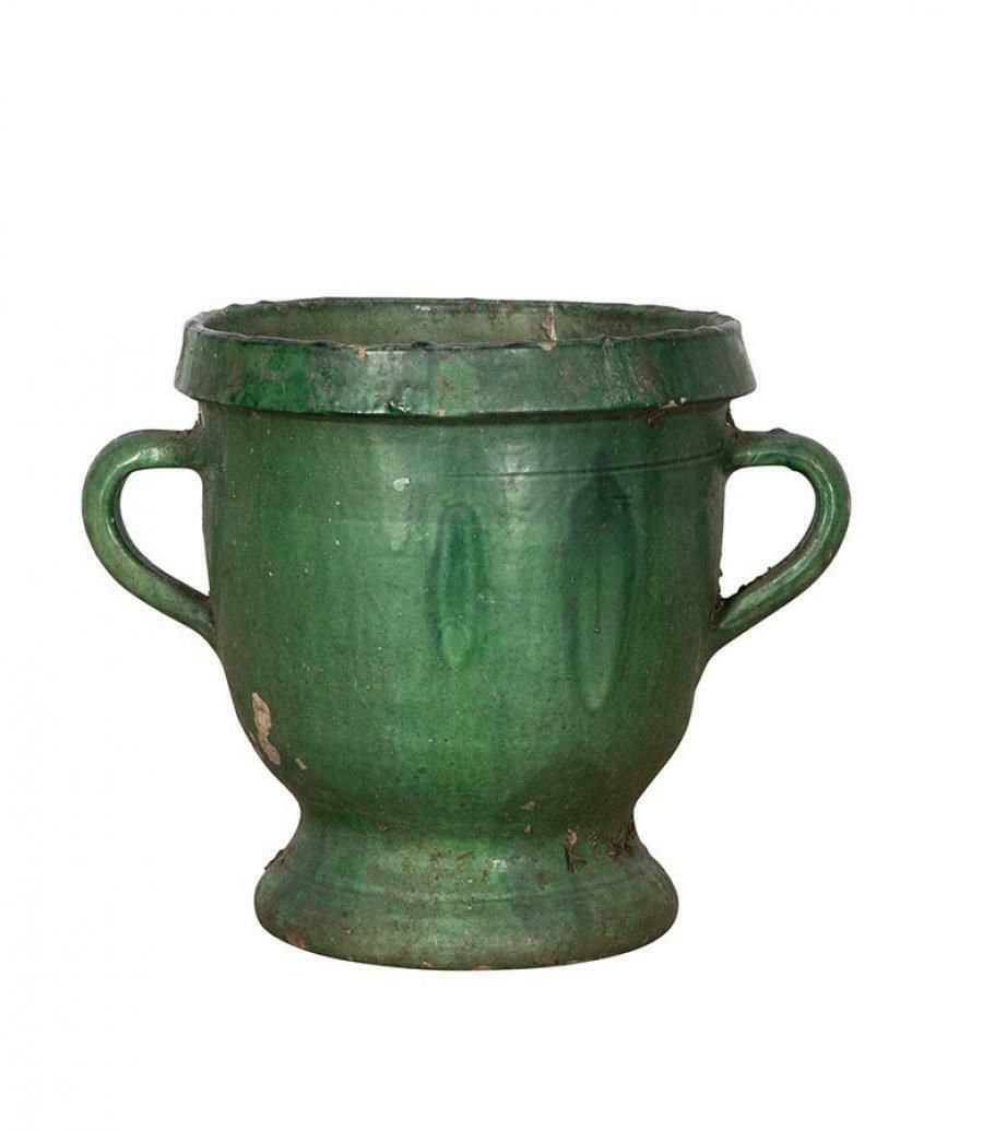 19th Century French Green Glazed Pot