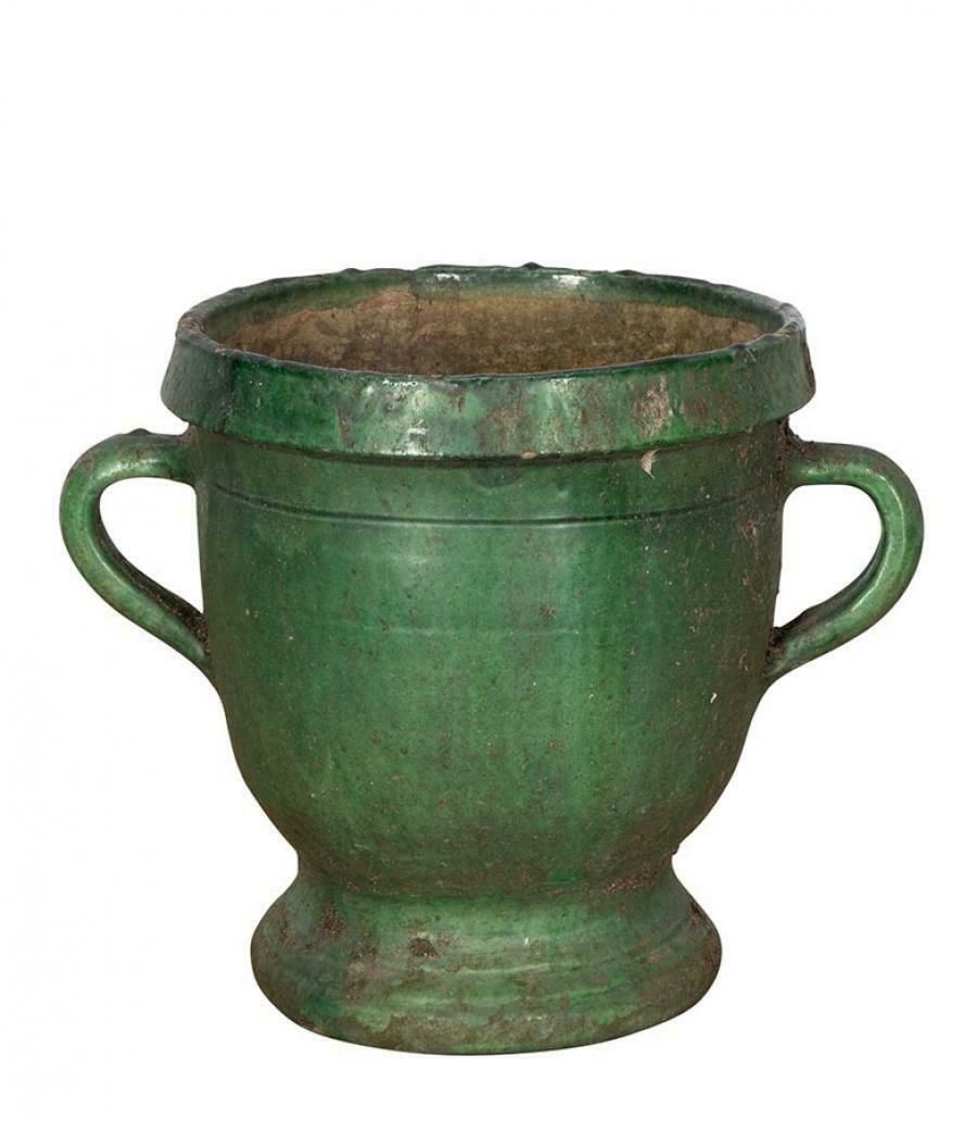 19th Century French Green Glazed Pot photo for sale