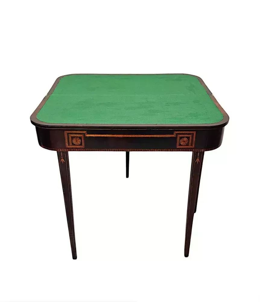 A Very Rare Pair Of Early 19th Century Regency Inlaid Card Tables photo vintage