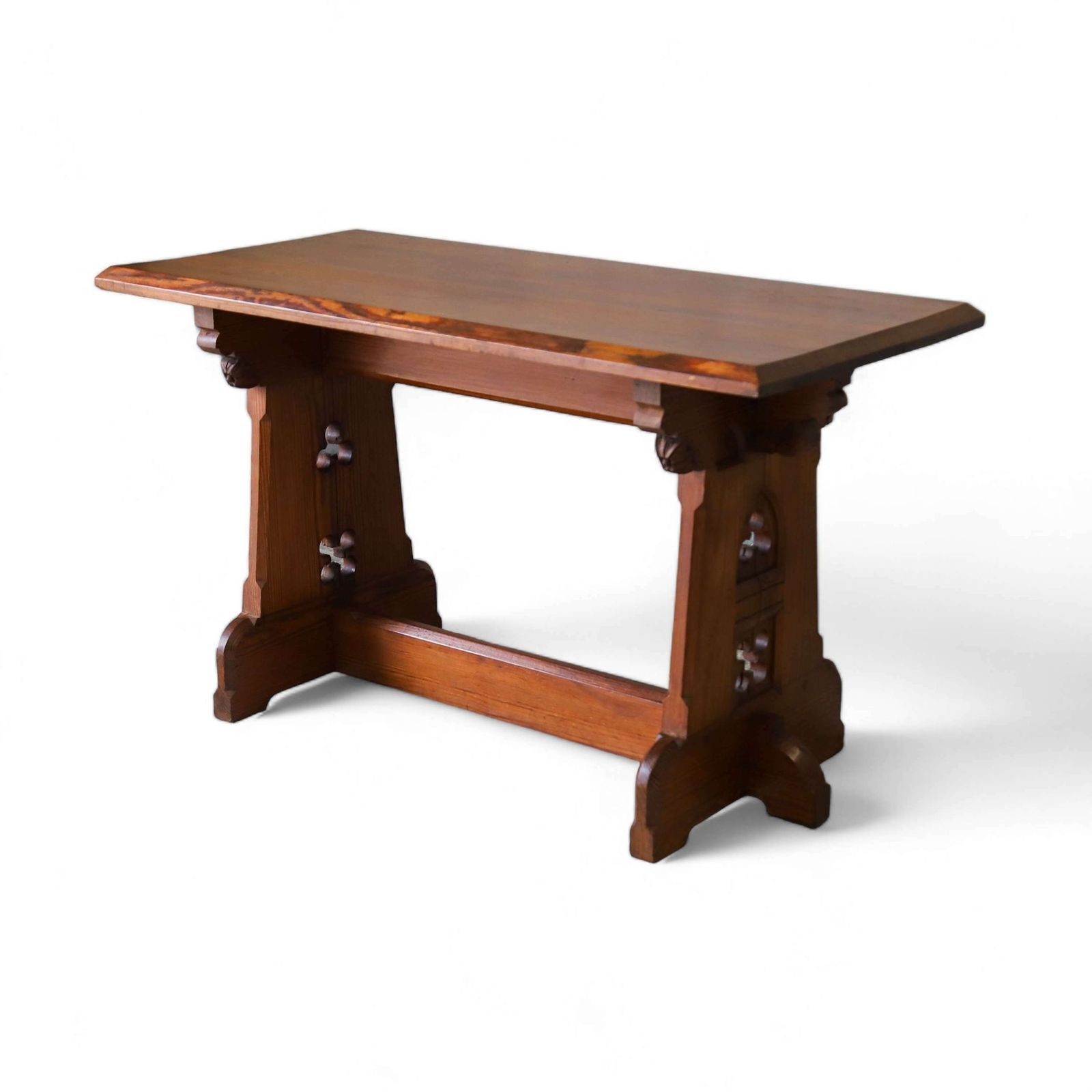 English 19th Century Pitch Pine Gothic Altar Table Manner Of Aw Pugin