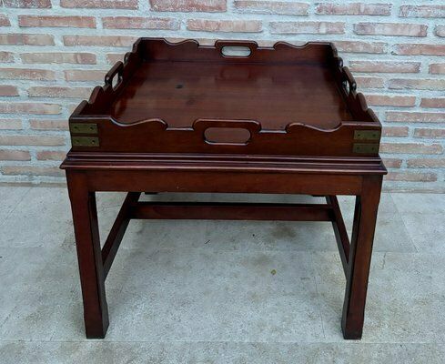 Early 20th Century Wood Coffee Table With Small Removable Tray, 1924, Set Of 2 photo 1034.0