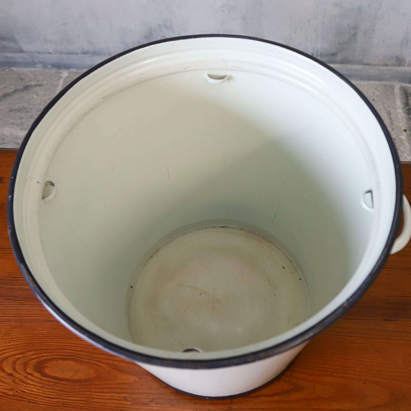 Early 20thc. Circa 1920 Large White & Blue Enamel Pail With 2 Handles photo vintage
