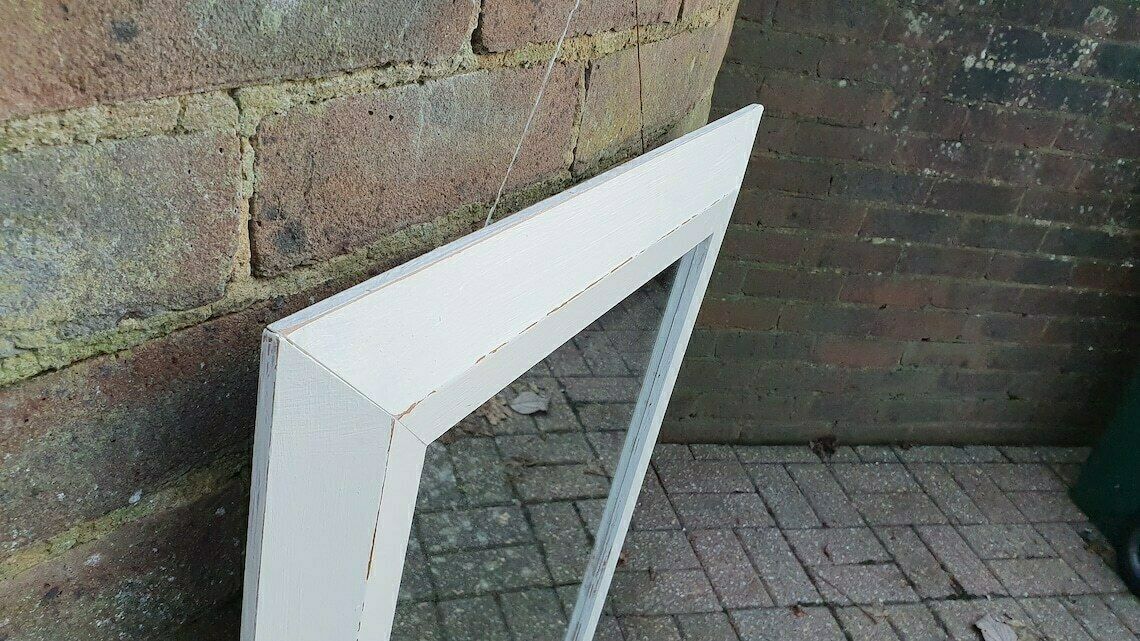 Painted Pine Mirror In Farrow And Ball Wimborne White Estate Eggshell. photo vinterior