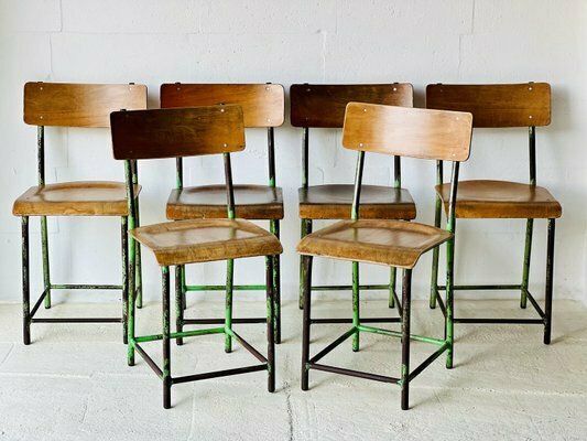 Industrial School Chairs, 1960s, Set Of 6 photo furniture