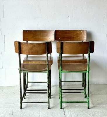 photo vinterior Industrial School Chairs, 1960s, Set Of 4