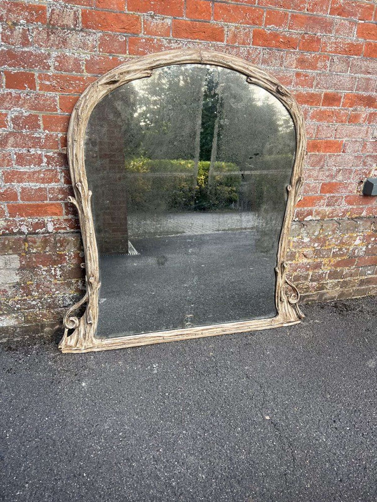 A Fabulous Large Antique English 19th C Painted Arched Top Overmantle