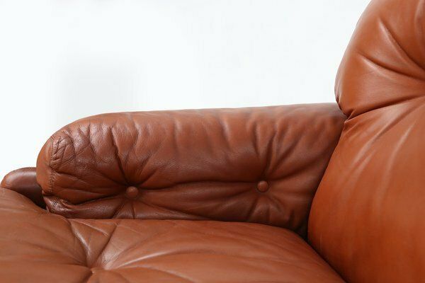 Furniture Brown Leather 2 Seater Sofa Coronado By Tobia Scarpa For B&B Italia, Italy, 1960s photo