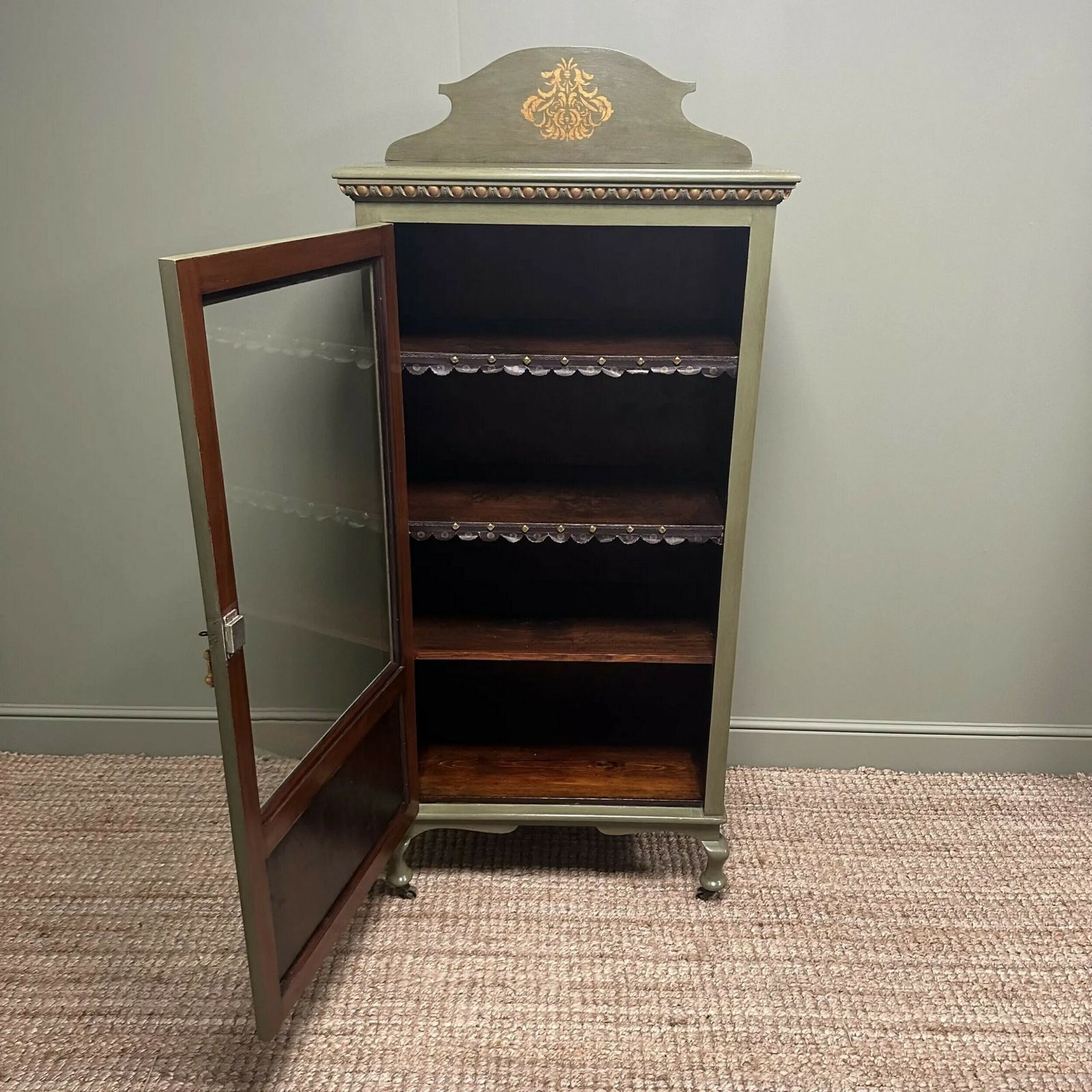 photo for sale Elegant Edwardian Antique Painted Cabinet