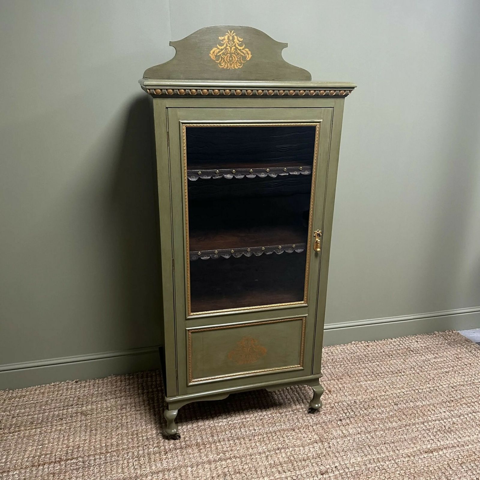 Furniture Elegant Edwardian Antique Painted Cabinet photo