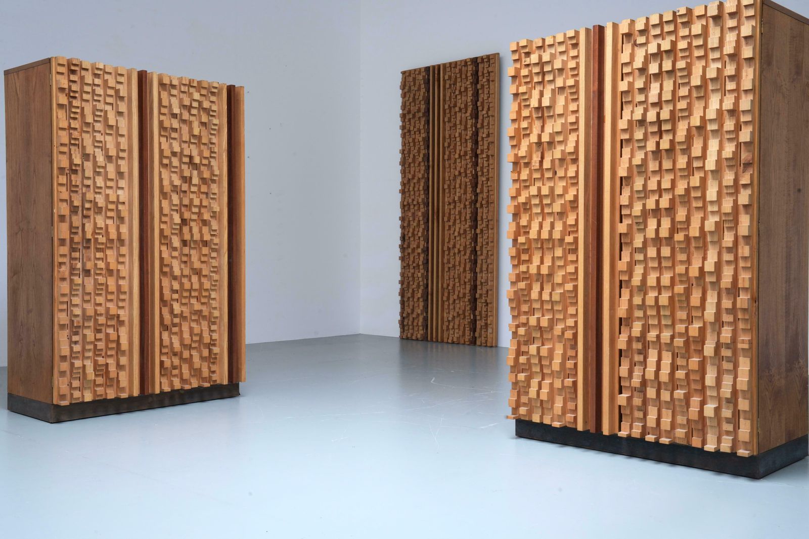 Set Of 2 Cabinets In Beech And Ash By Stefano D'amico, Italy, 1974 photo for sale