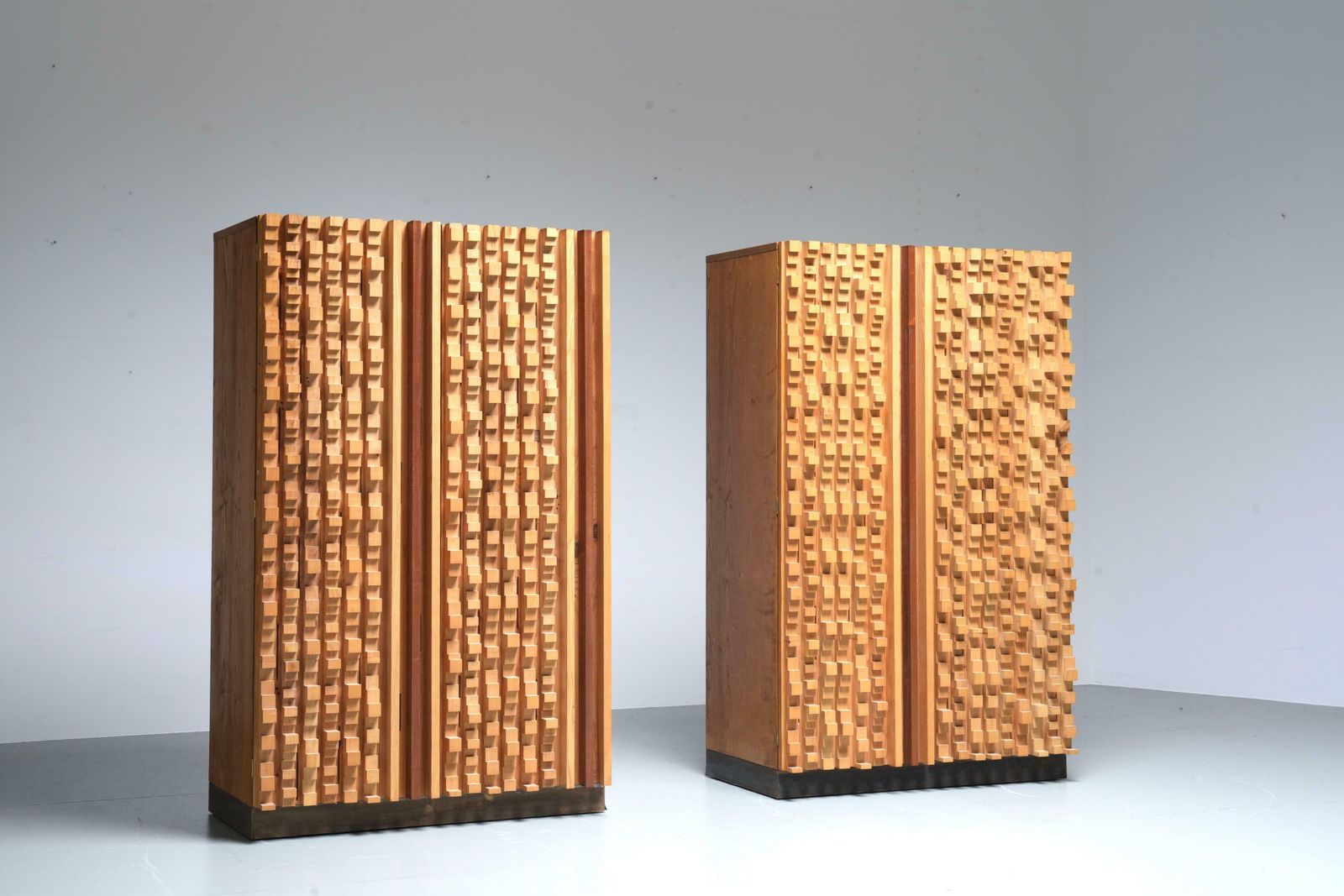 Set Of 2 Cabinets In Beech And Ash By Stefano D'amico, Italy, 1974 photo vintage