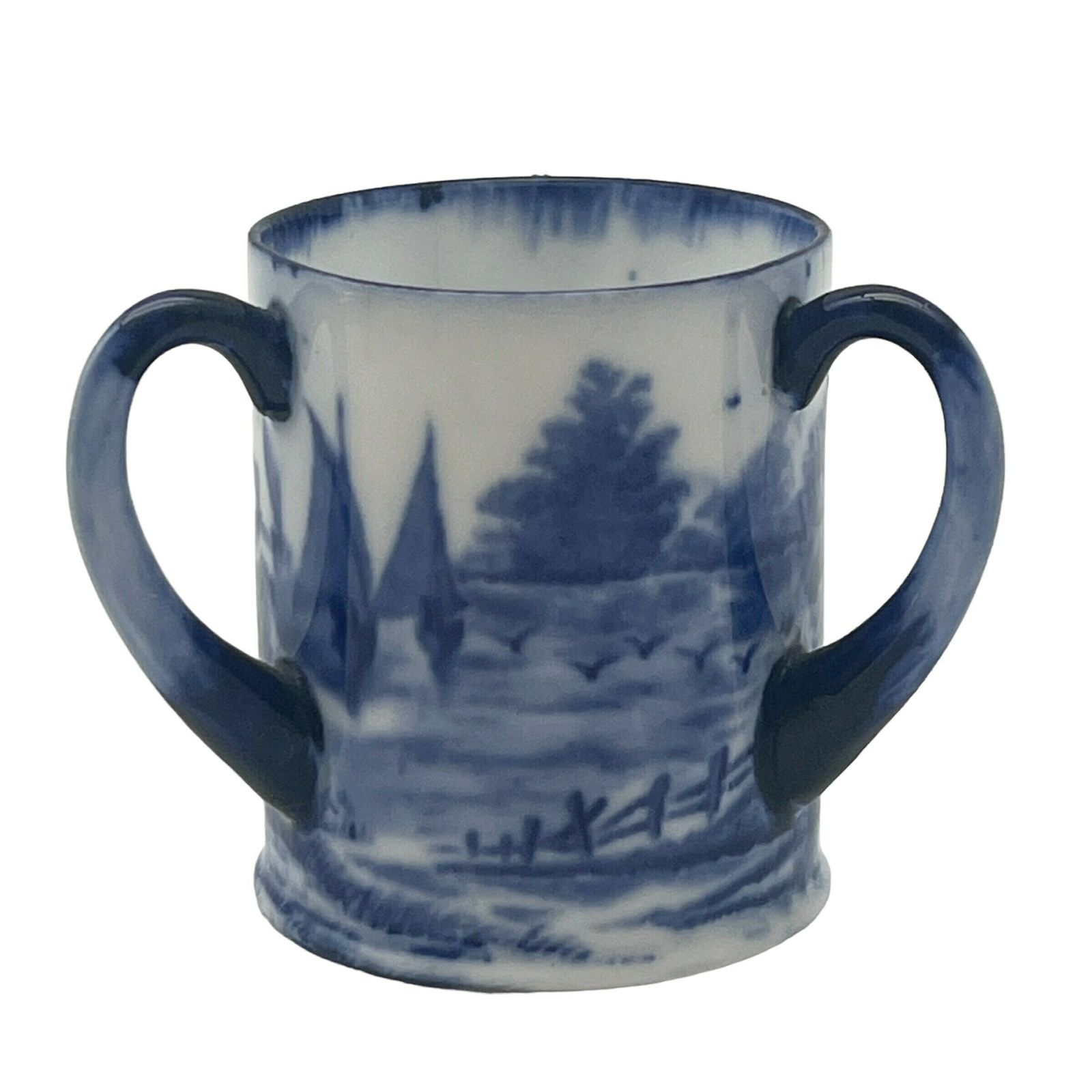 Antique Edwardian Small 3 Handled Scenic Cup   Charles Ford   Swan China   1900 1904   Home Decor photo furniture