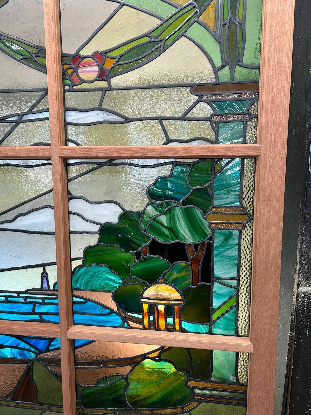 Huge Stained Glass Window Panel Reclaimed Period Antique Leaded Old Swanage Hotel photo 6850.0