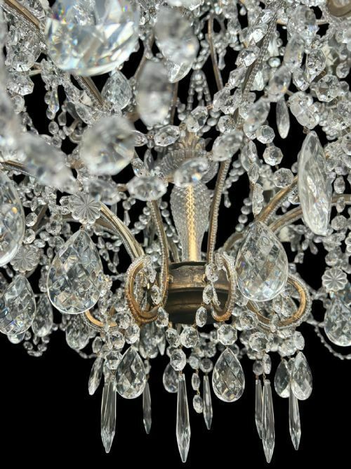 A Very Large 24 Light Florentine Beaded Gilt Antique Chandelier photo vintage