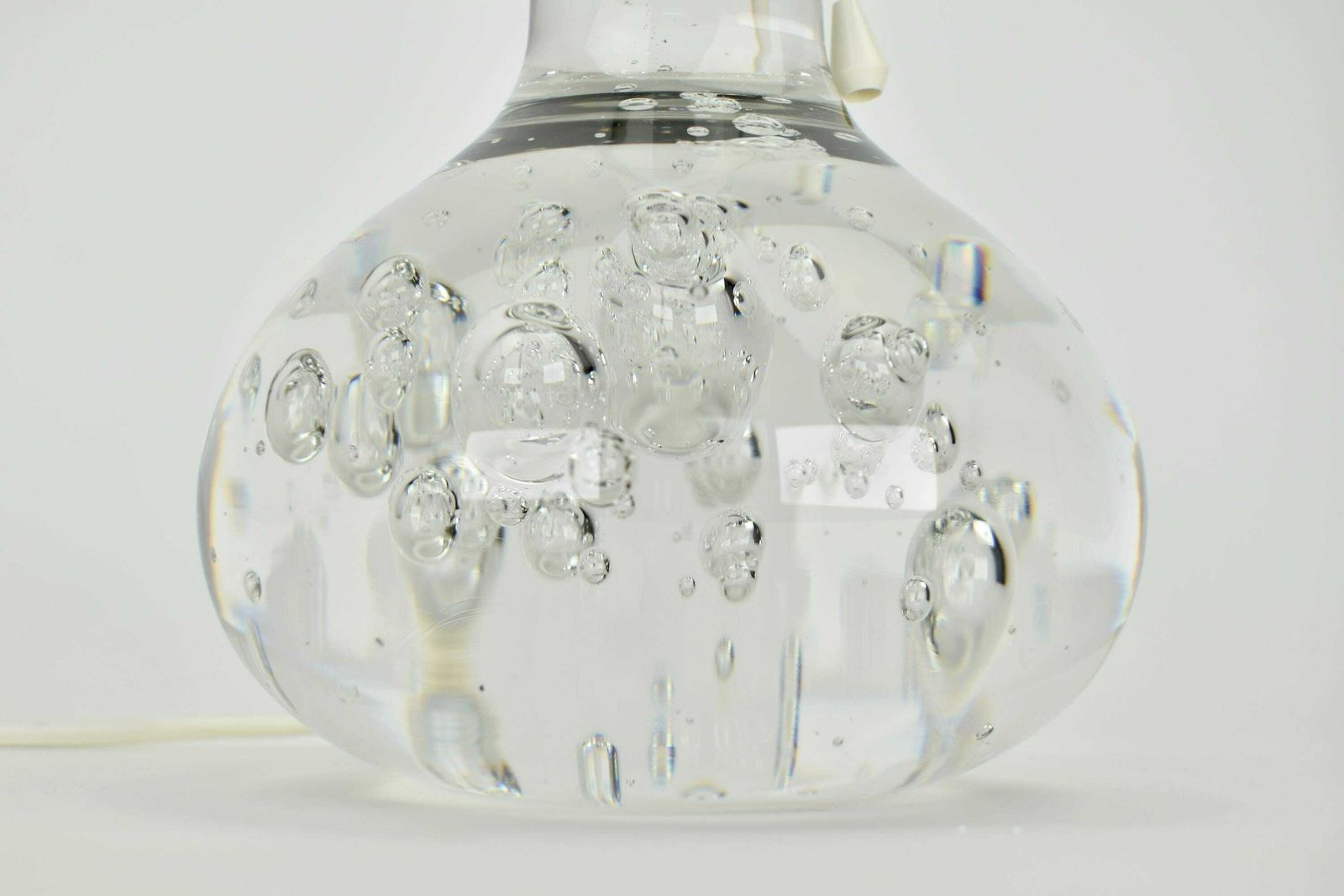 1975 Floris Meydam For Royal Leerdam Solid Glass Table Lamp Bubbles | Modernist Minimalist Clear Accent Light Green Atomic Age Space Mcm photo for sale