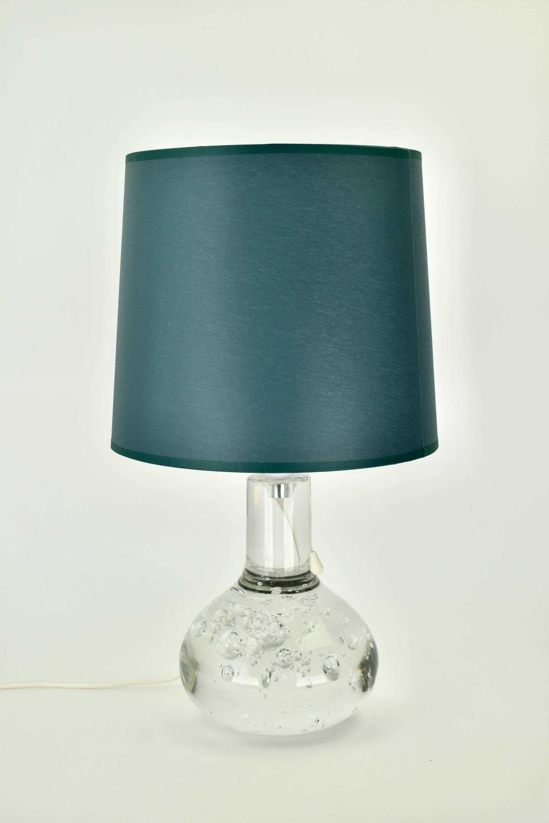 photo furniture 1975 Floris Meydam For Royal Leerdam Solid Glass Table Lamp Bubbles | Modernist Minimalist Clear Accent Light Green Atomic Age Space Mcm