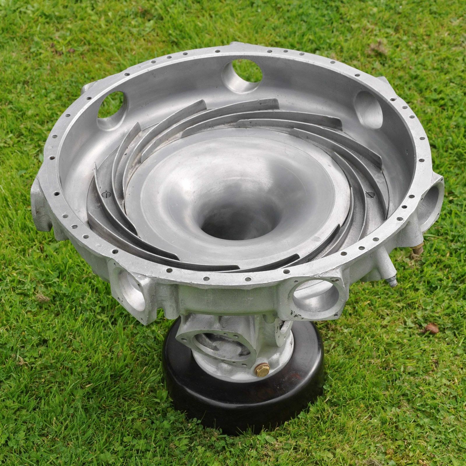 Ww2 Cheetah Aircraft Engine Supercharger Casting Industrial Design Coffee Table With Glass Top And Sphinx Mascot Ornament photo 795.0