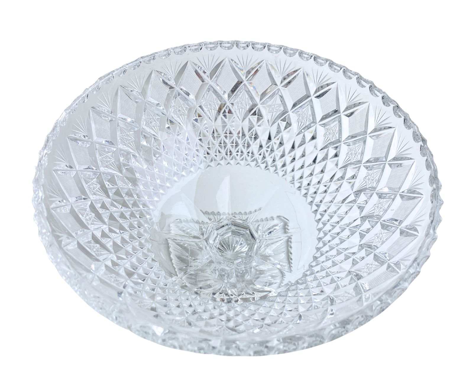 photo for sale Crystal Vase Large | Footed Punch Bowl | Astonishing Handcut | 1pcs
