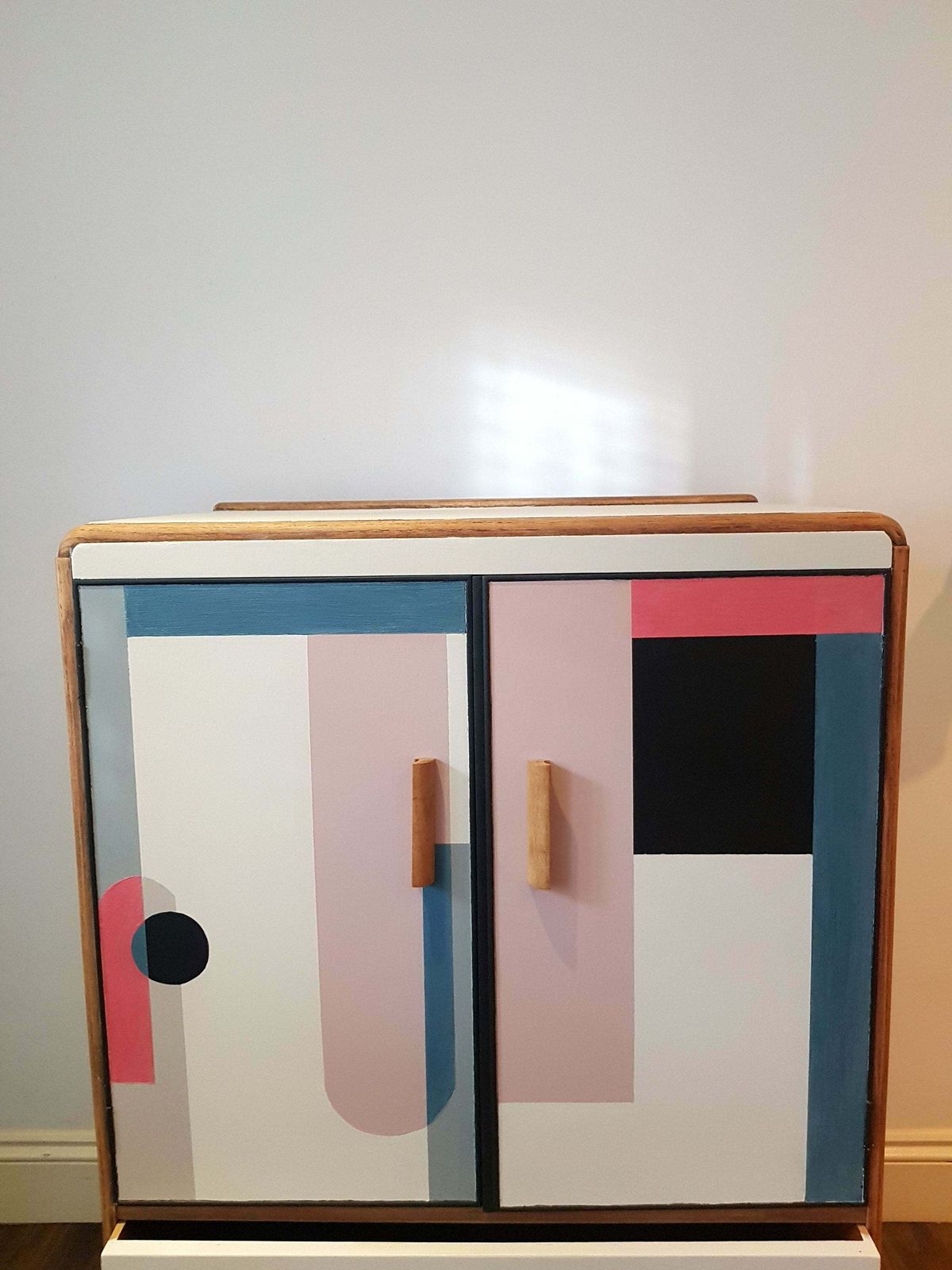 Retro 1950s Cabinet In Art Deco Colour Block Design photo for sale