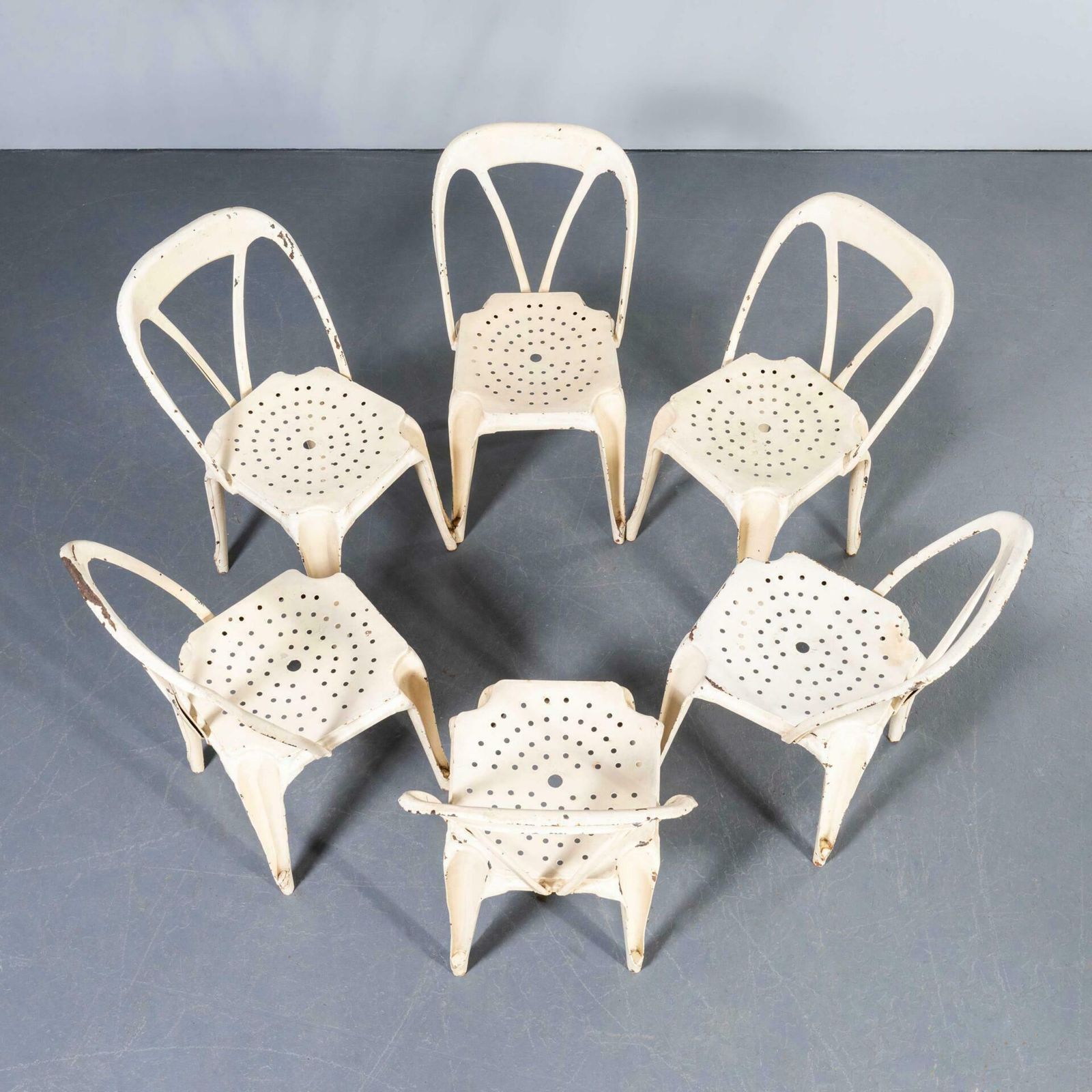 1950’s Original French Multipl’s Dining Chairs – Set Of Six White photo vinterior